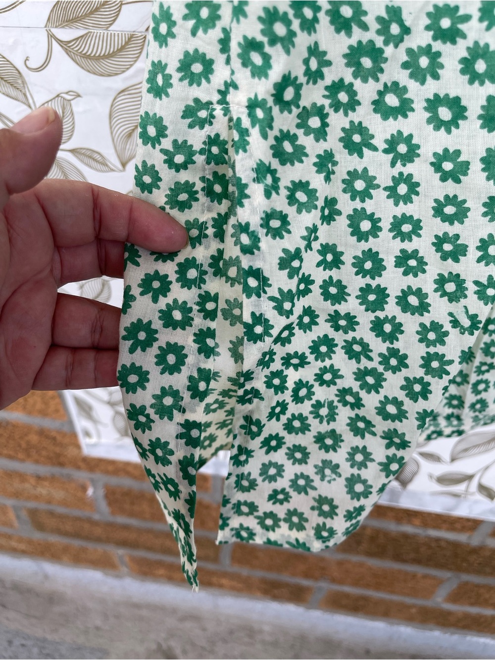 Mahogany Cleo Tunic Top 1X Green Floral Cotton Block Print Boho Cottagecore - Picture 7 of 10